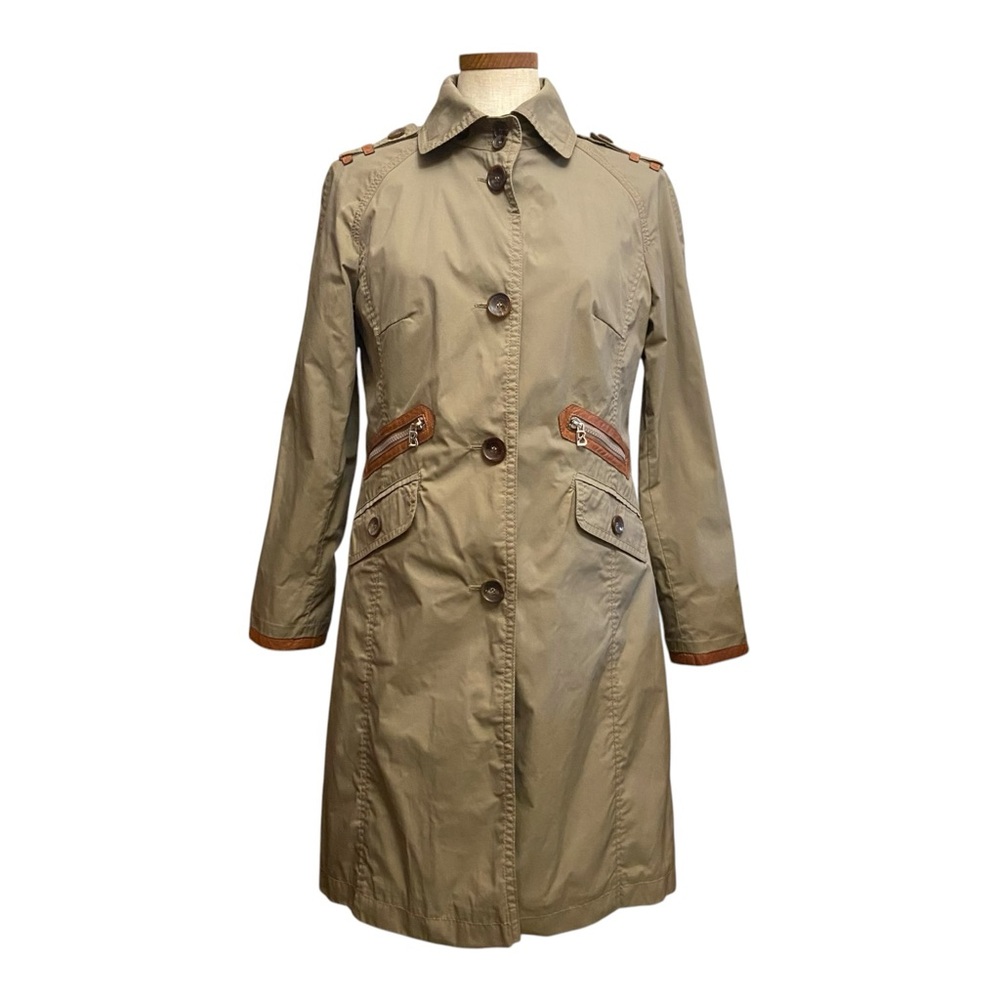 Bogner X Limonta Leather Trim Trench Coat Jacket